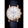 Omega Seamaster cronografo vintage quadrante bianco blu ora segna cassa in oro rosa cinturino in pelle blu