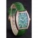 Franck Muller Casablanca Cinturino in pelle di coccodrillo verde Lunetta incrostata di cristalli 621646