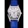 Cinturino in pelle blu con cassa in acciaio inossidabile quadrante bianco con quadrante bianco grande Cartier Tortue