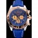 Breitling Chronomat quadrante blu lunetta in oro rosa e quadranti cassa in acciaio inossidabile cinturino in pelle blu