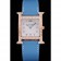 Hermes Heure H Rose Gold Diamond Encrusted Lunetta Cinturino in pelle blu Quadrante bianco 80238