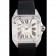 Swiss Cartier Santos lunetta in argento con diamanti e cinturino in pelle nera sct47 621531