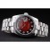 Rolex Day-Date in acciaio inossidabile lucido con quadrante rosso bicolore